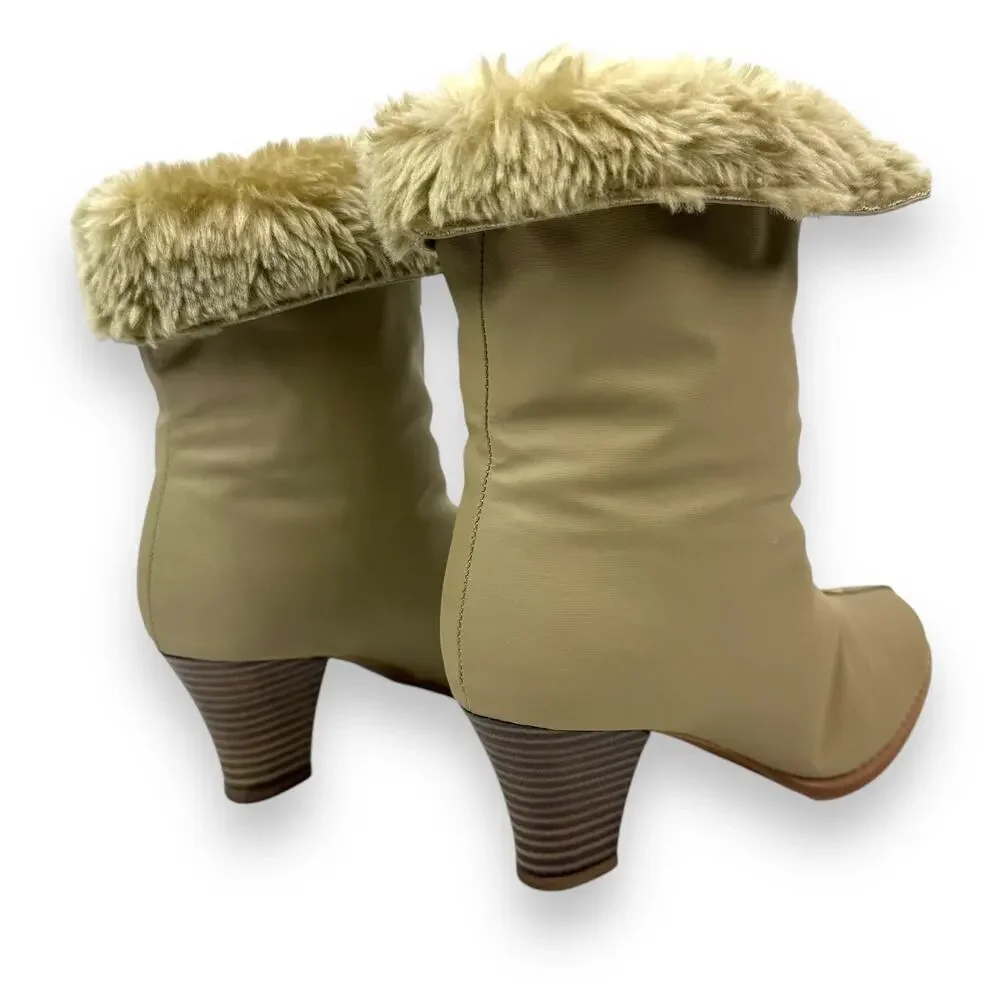 1970's brand new tan winter waterproof faux fur lined boots - Picture 4 of 16